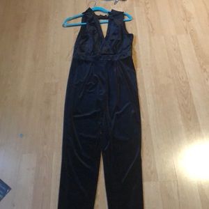 Black Velvet Romper w/ Lace Back